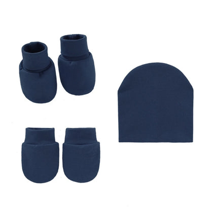 Baby Infants anti Scratching Knitted Cotton Gloves+Hat+Foot Cover Set Newborn Face Protection Scratch Mittens Socks Warm Cap Kit