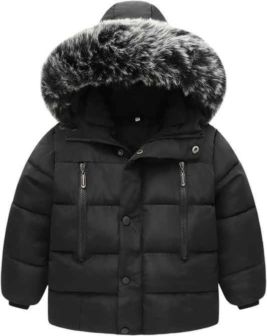 Baby Girl Boy Winter Coats, Thicken Fur Collar Hoodie down Jacket Windproof Snowsuit Clothing