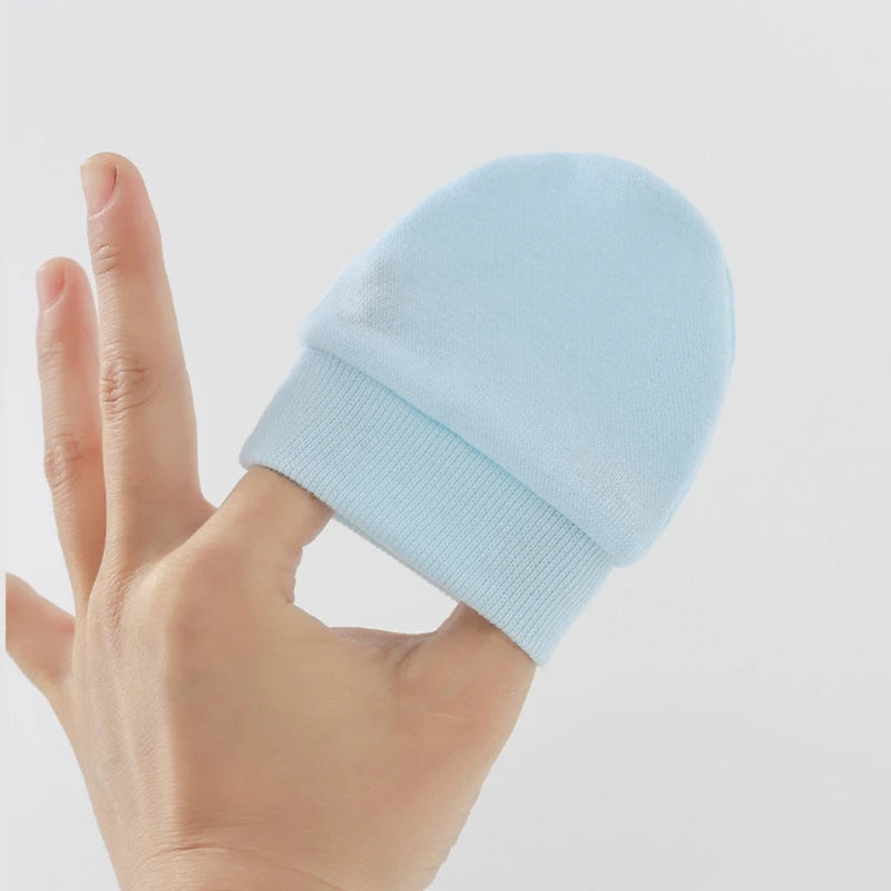 Baby Infants anti Scratching Knitted Cotton Gloves+Hat+Foot Cover Set Newborn Face Protection Scratch Mittens Socks Warm Cap Kit